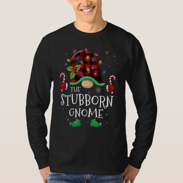 Stubborn Gnome Buffalo Plaid Matching Family Chris T-Shirt (Vorderseite)