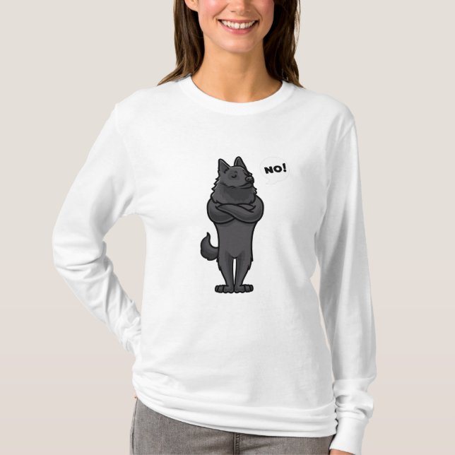 Stubborn Schipperke Dog witzig T-Shirt (Vorderseite)