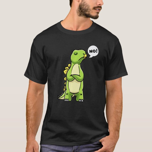 Stubborn Stegosaurus Dinosaur Saying No Dino Girls T-Shirt (Vorderseite)
