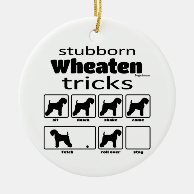 Stubborn Wheaten Tricks Keramik Ornament (Vorne)