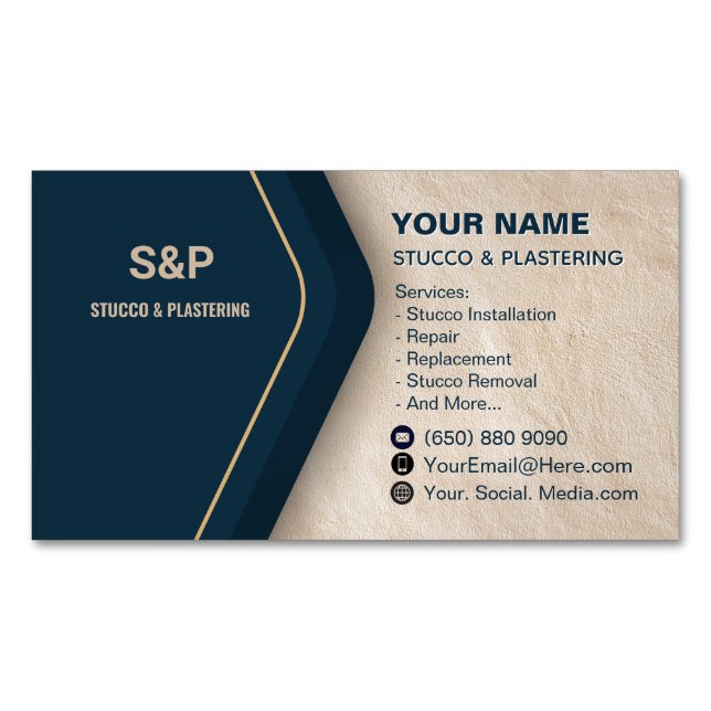 Stucco Business Card Magnet Plastering (Vorderseite)