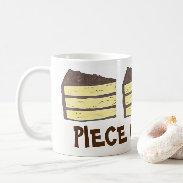 Stück Cake Yellow Chocolate Layer Cake Slice Kaffeetasse (Mit Donut)