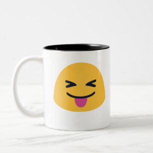 Stuck out Zunge geschlossene Augen Emoji Zweifarbige Tasse