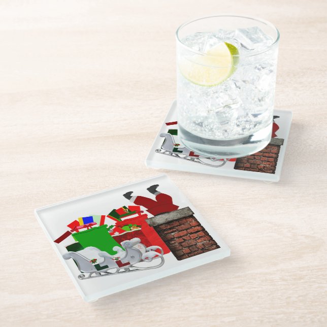 Stuck Santa White Untersetzer (Schrägansicht)