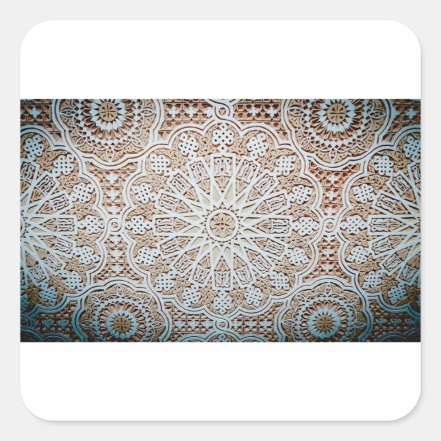 Stuckdeckenmuster Quadratischer Aufkleber (Vorderseite)