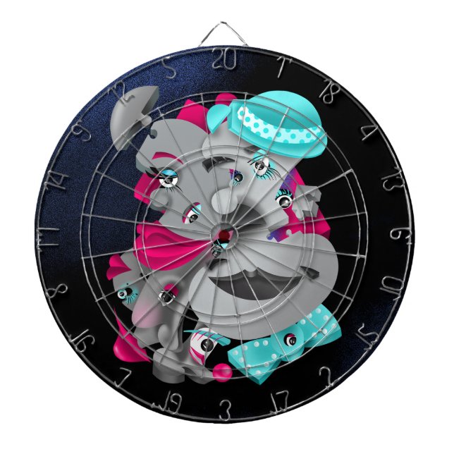 Stücke und Stücke - Dartboard mit Surreal-Puzzle Dartscheibe (vorne)