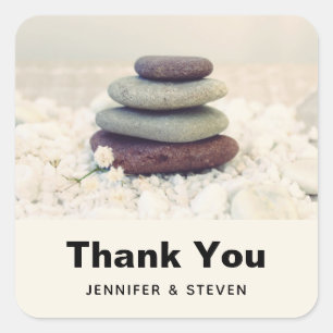 Stucksteine Meditative Cairn Vielen Dank Quadratischer Aufkleber