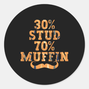 Stud 70% Muffin Vater Vathers Day Papa Daddy Runder Aufkleber