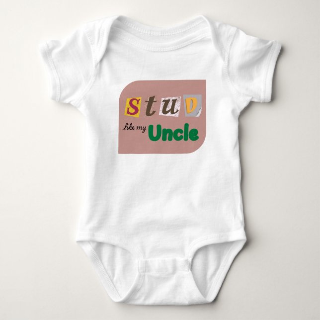 "Stud like my Oncle" Das sonnige Baby 1 Stück Strampler (Vorderseite)