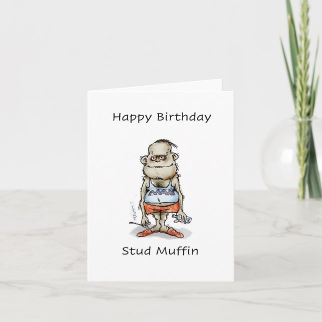 Stud muffin, glücklich zum Geburtstag Karte (Vorderseite)