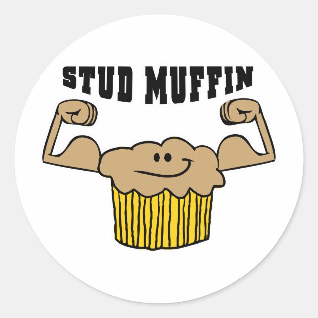 Stud Muffin Runder Aufkleber (Vorderseite)
