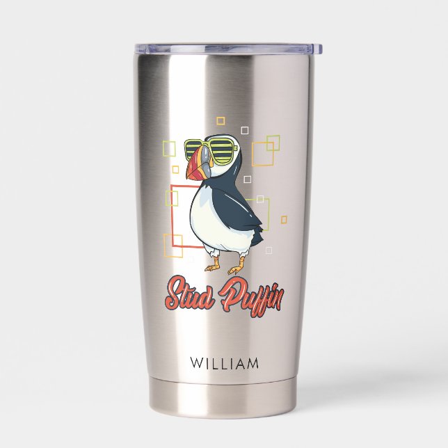 Stud Puffin Sea Bird Illustration Personalisiert Thermobecher (Links)
