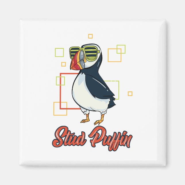 Stud Puffin Seaside Bird Illustration Magnet (Vorne)