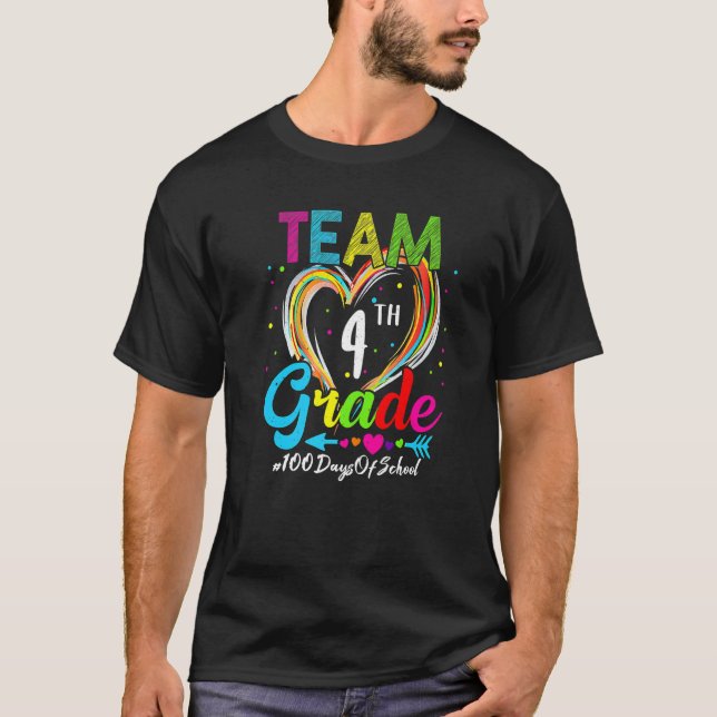 Student 100th Day Team 4th Grade Squad 100 Days Of T-Shirt (Vorderseite)