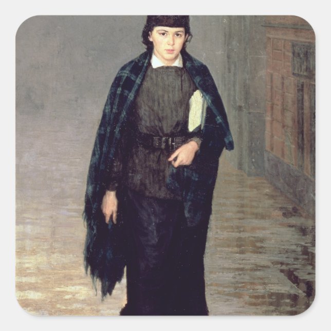 Student, 1883 quadratischer aufkleber (Vorderseite)