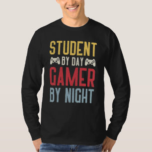 Student am Tag Gamer bei Nacht Meme für Gamer Teil T-Shirt