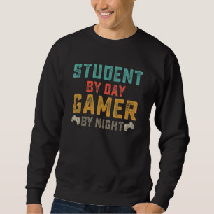 Student am Tag Gamer bei Nacht Meme für Gamer Vint Sweatshirt