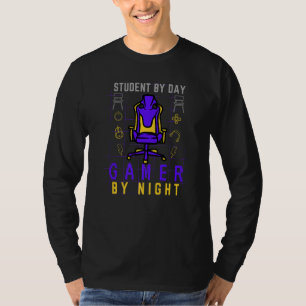Student am Tag, Gamer in der Nacht, lustige Gaming T-Shirt