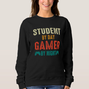 Student am Tag, Gamer in der Nacht, Vintage-Gamer- Sweatshirt