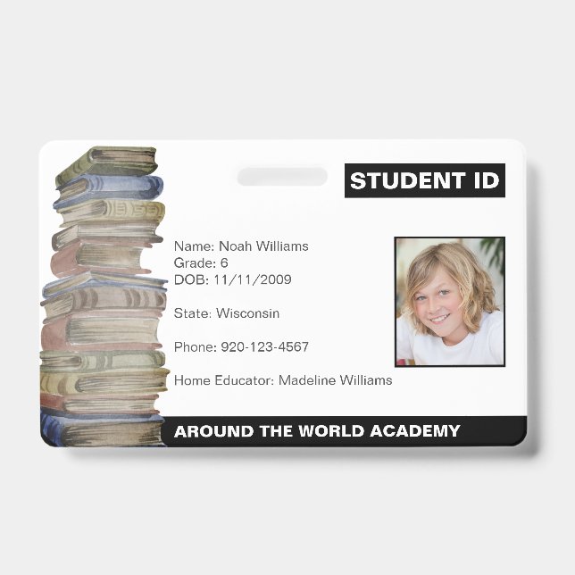 Student-Ausweis Buchstapel Abzeichen Ausweis (Vorderseite)