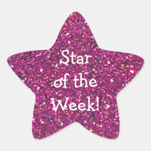 STUDENT DER WEEK PINK (Imitate) GLITZER STAR STICK Stern-Aufkleber