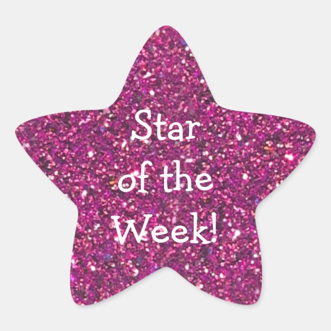 STUDENT DER WEEK PINK (Imitate) GLITZER STAR STICK Stern-Aufkleber (Vorderseite)