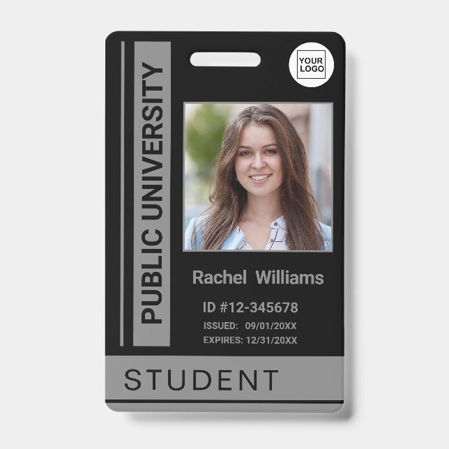 Student Foto Ausweis Universität grau (Vorderseite)
