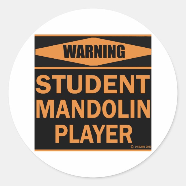 Student Mandolin Player Runder Aufkleber (Vorderseite)
