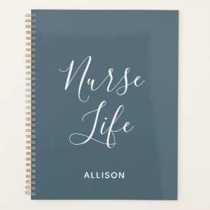 Student Nurse Dusty Blue White Script Personalisie Planer