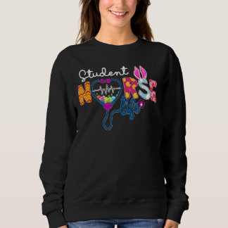 Student Nurse Kariert Egg Bunny Liebe Stethoscope  Sweatshirt