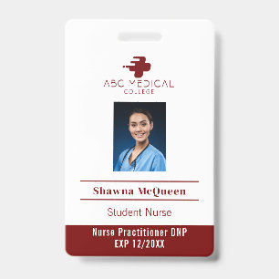 Student Nurse Practitioner DNP Red Foto QR Code Ausweis