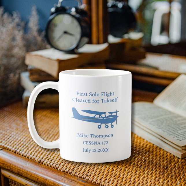 Student Pilot First Solo Photo Blue Personalized Kaffeetasse (Von Creator hochgeladen)