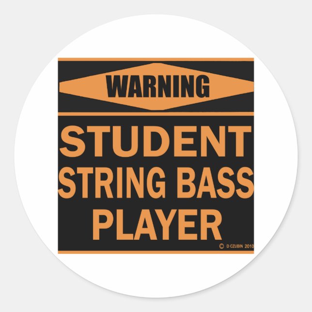Student String Bass Player Runder Aufkleber (Vorderseite)