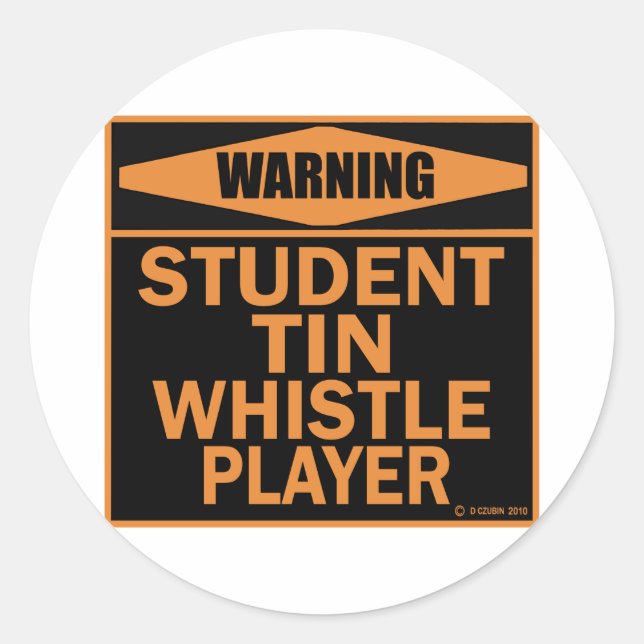 Student Tin Whistle Player Runder Aufkleber (Vorderseite)