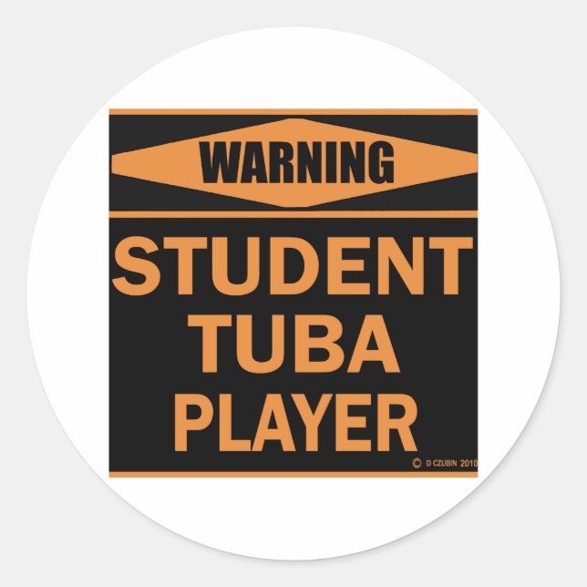 Student Tuba Player Runder Aufkleber (Vorderseite)