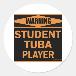 Student Tuba Player Runder Aufkleber