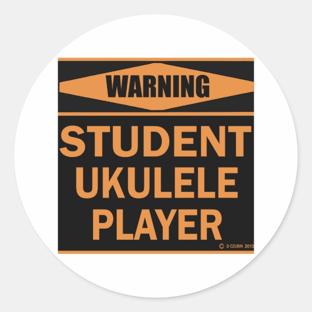 Student Ukulele Player Runder Aufkleber (Vorderseite)