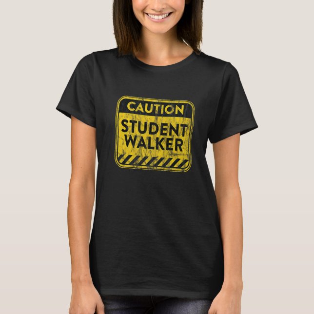 Student Walker Amputee Leg Warnzeichen Illustrati T-Shirt (Vorderseite)