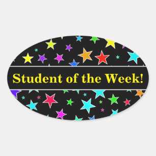 Studenten-Lob + Spaß, bunte Sternchen-Vereinbarun Ovaler Aufkleber