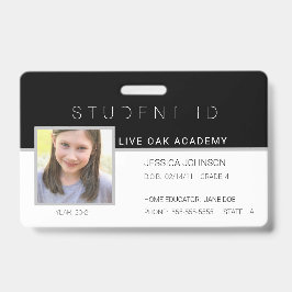 Studentenausweis Abzeichen | Modernes Schwarz Ausweis