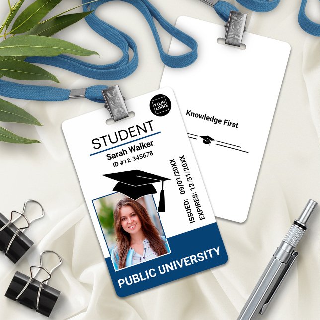 Studentenausweis Schul Universitätsabzeichen – Bla Ausweis (Student Photo ID School University Badge – Blue)