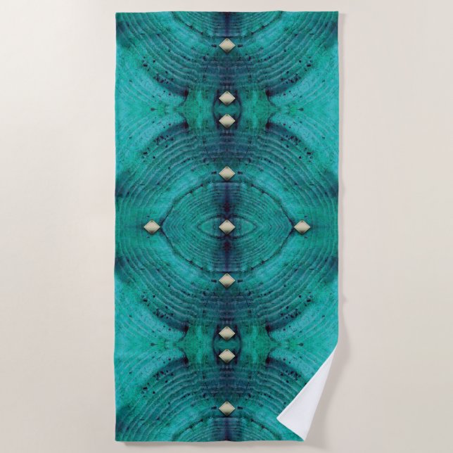 Studentenmuster in Aqua-Blues Strandtuch (Vorderseite)