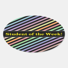 Studentenpremieren; Schwarz-Pastellfarben-Muster Ovaler Aufkleber