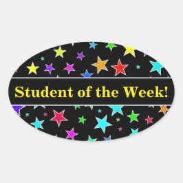 Studentenpremieren + Spaß, farbenfrohe Sternenmust Ovaler Aufkleber