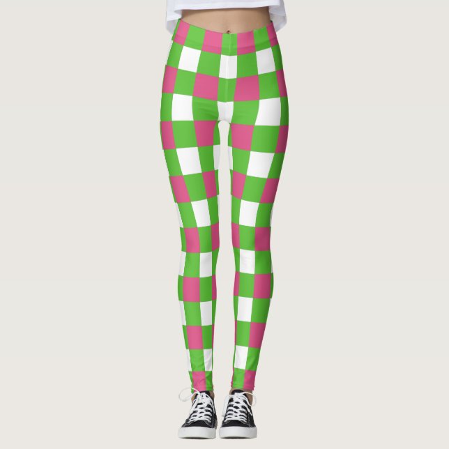 Studentinnenverbindung Rosa und grünes Büffel Kari Leggings (Vorderseite)