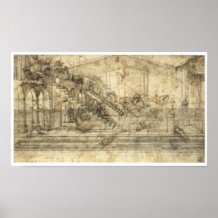 Studie "Adoration of Magi", Da Vinci Poster