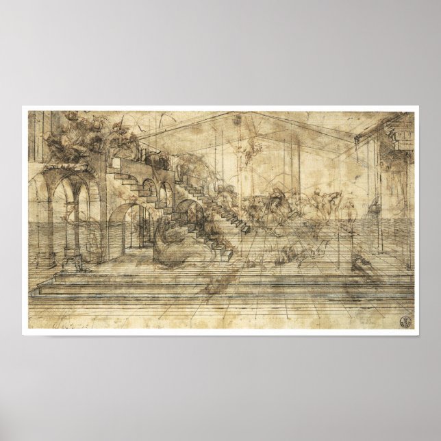Studie "Adoration of Magi", Da Vinci Poster (Vorne)