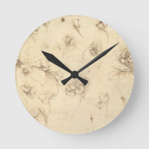 Studie der Blumen der Gras ähnlichen Pflanzen Runde Wanduhr
