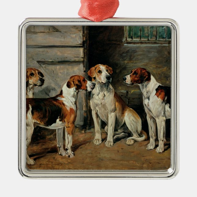 Studie der Jagdhunde Silbernes Ornament (Vorne)