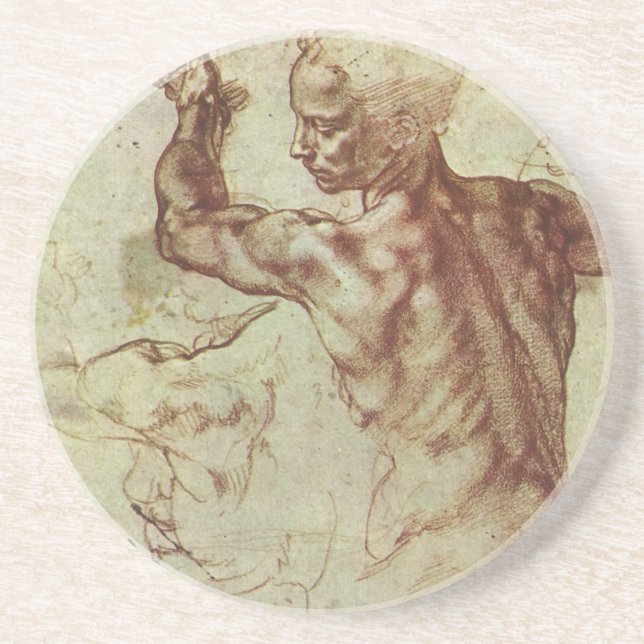 Studie der Libyschen Sibylle von Michelangelo Sandstein Untersetzer (Vorne)